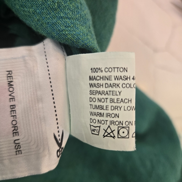 Cotton Textured 1/2 Button Down Midi Slit Tunic Dress Green Womens Size Large - Picture 9 of 9